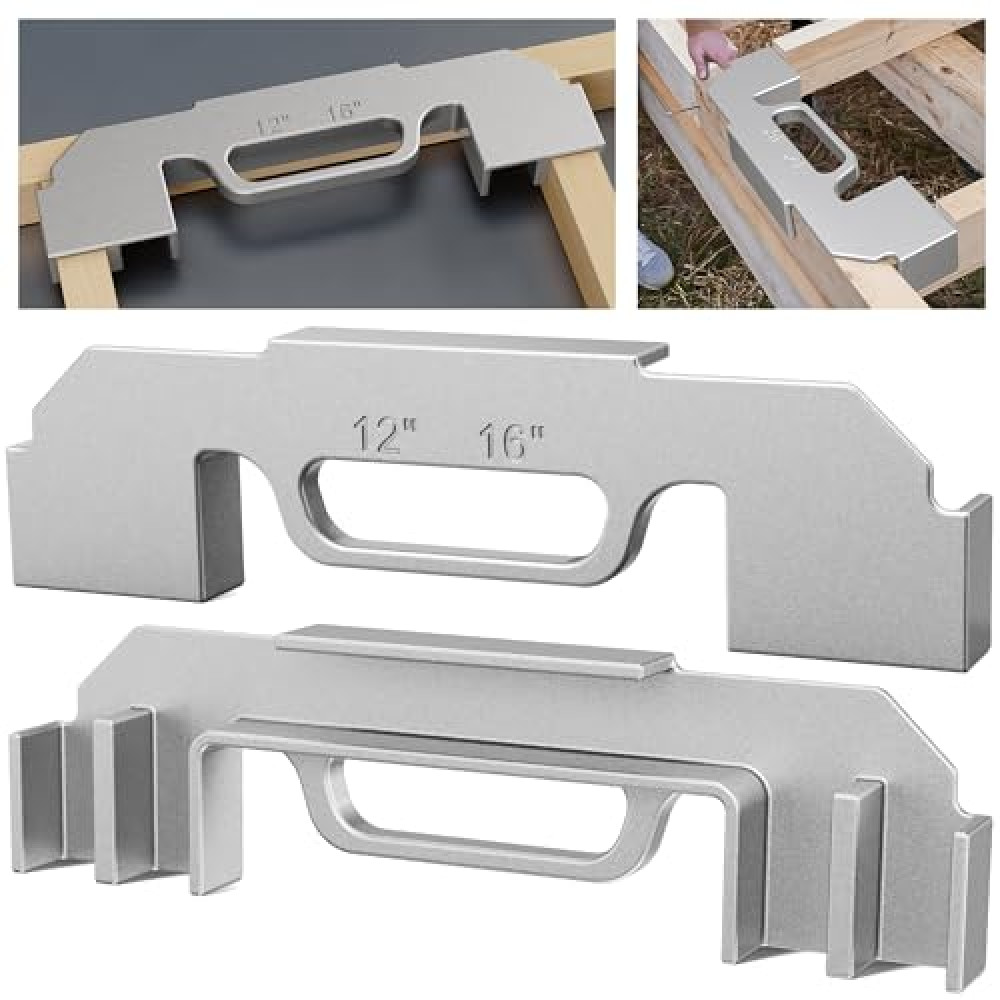 Kolvoii 3 in 1 Framing Tools, 12", 14" & 16" On-Center Stud Layout Tool, 100% Cast Aluminum Framing Jig, Stud Framing Tool For Walls, Roofs, Floors or Ladders
