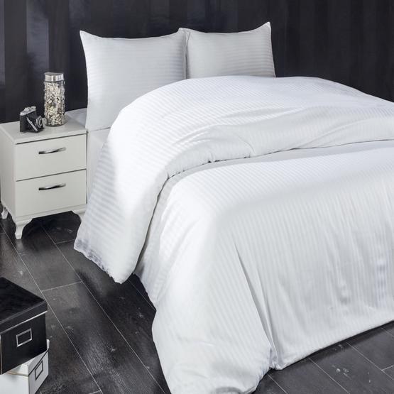 Komfort Home Beyaz 2 Adet Çizgili Pamuk Saten Yastık Kılıfı