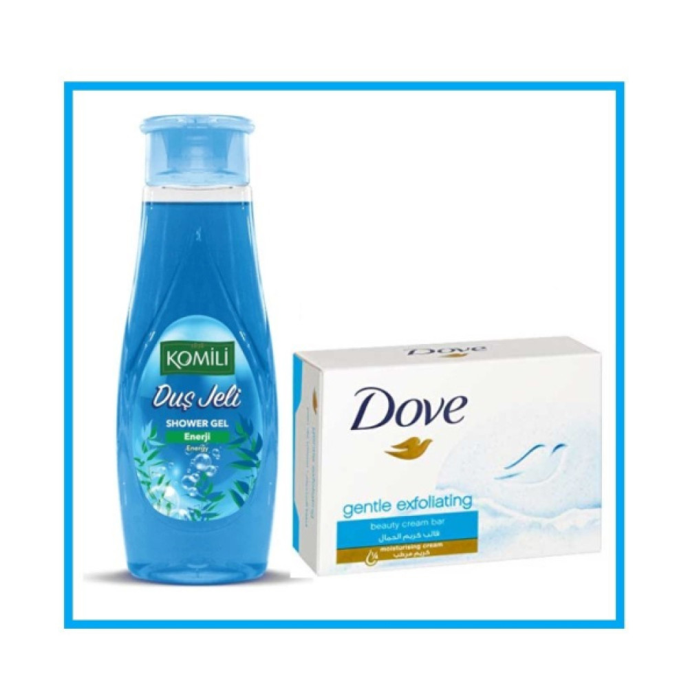 Komili Enerji Dus Jeli 500 Ml + Dove Gentle Exfoliating Kati Sabun 90 Gram-(2'Lı Set) Duş Jelleri ve Banyo Köpükleri Fiyatı