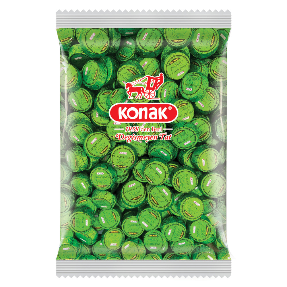 KONAK Hanımefendi Antep Fıstık Parçacıklı & Dolgulu Sütlü Çikolata 1000 gr Çikolata ve Gofret Fiyatı