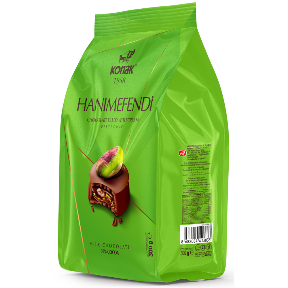 KONAK HANIMEFENDİ Antep Fıstık Parçacıklı & Dolgulu Sütlü Çikolata 300 Gr Çikolata ve Gofret Fiyatı