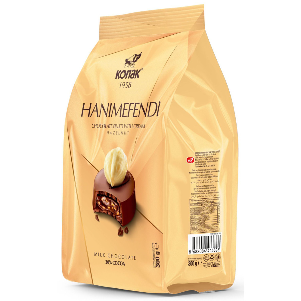 KONAK HANIMEFENDİ Fındık Parçacıklı & Dolgulu Sütlü Çikolata 300 Gr Çikolata ve Gofret Fiyatı
