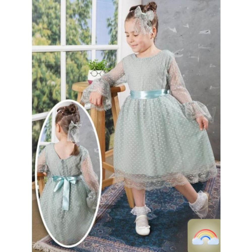 KonfixKids Konfix Kids Kız Çocuk Abiye Tül Elbise - Kız Çocuk Mezuniyet Elbisesi 6-13 Yaş Elbise Fiyatı