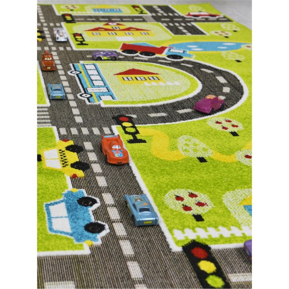 Konfor Halı 3 Boyutlu Yeşil Trafik Arabalı Dokuma Çocuk Oyun Halısı 80 x 150 cm Bebek Odası Halı Fiyatı