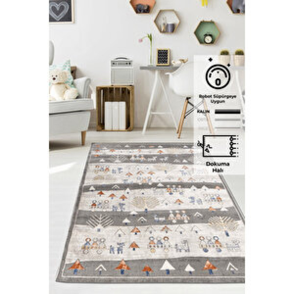 Konfor Halı Konfor Motto Kids 4583 Modern Dokuma Çocuk Halısı 140x200 Bebek Odası Halı Fiyatı