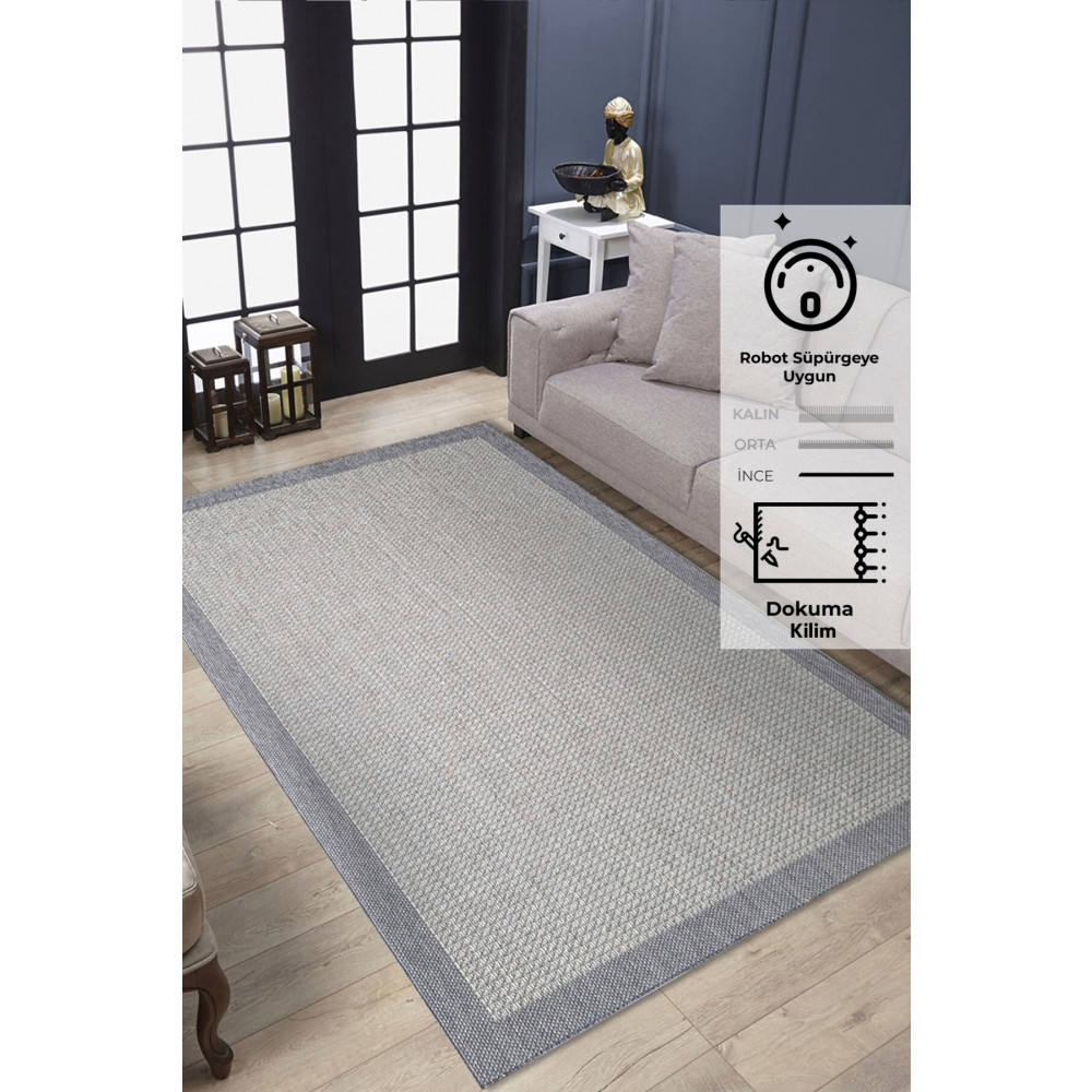 Konfor Halı Konfor Sisalux 3092 Gri Jüt Tabanlı Modern Dokuma Kilim Sisal Hasır Halı 120 x 180 Beden Kilim Fiyatı