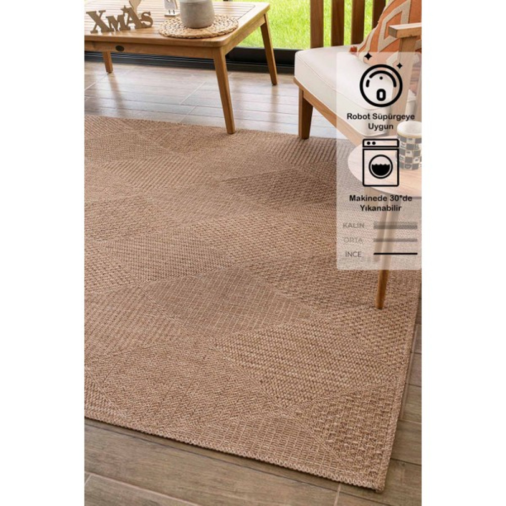 Konfor Halı Rusticana 3102 Jüt Tabanlı Modern Örme Kilim - 120 x 180 cm - Bej Salon Halısı Fiyatı