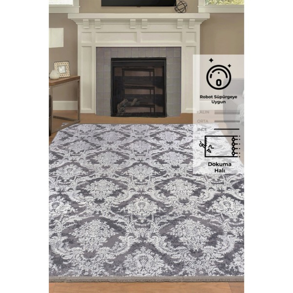 Konfor Helli 2608 Modern Halı 100 x 200 cm - Gri Salon Halısı Fiyatı
