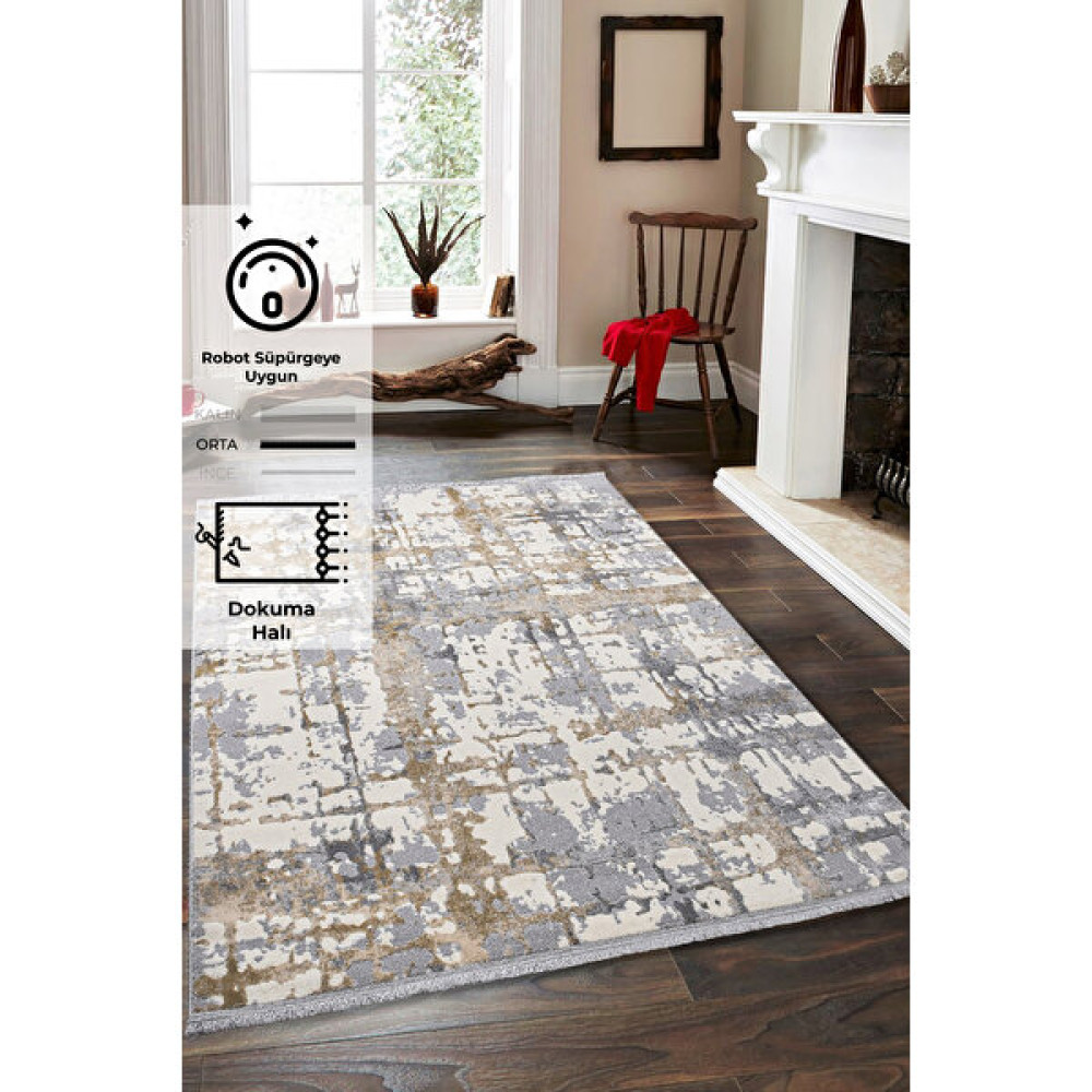 Konfor Notta 1100 Modern Halı 80 x 150 cm - Bej Salon Halısı Fiyatı