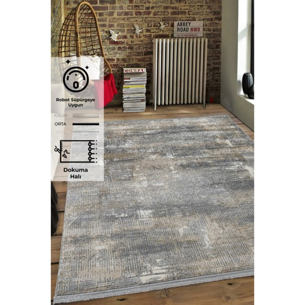 Konfor Notta 1107 Modern Dokuma Halı 120 x 170 cm - Gri Salon Halısı Fiyatı