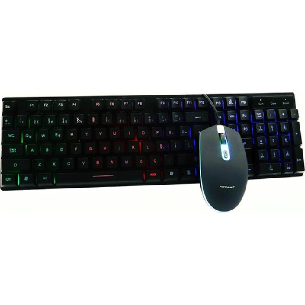 Konfulon KM99 Türkçe Q Rgb Işıklı Gaming Klavye Mouse Set - Siyah Klavye - Mouse Fiyatı