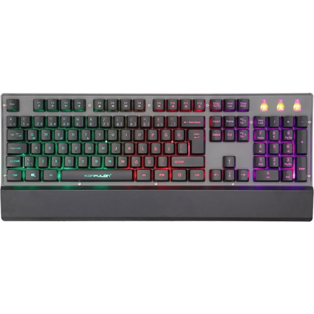 Konfulon MK50 Rgb Işıklı Türkçe Q Kablolu Mekanik Hisli Klavye - Siyah Oyuncu Klavyesi Fiyatı