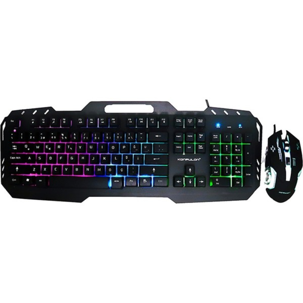 Konfulon W200 Rgb Işıklı Türkçe Q Gaming Kablolu Klavye Mouse Set 317105 - Siyah Klavye - Mouse Fiyatı