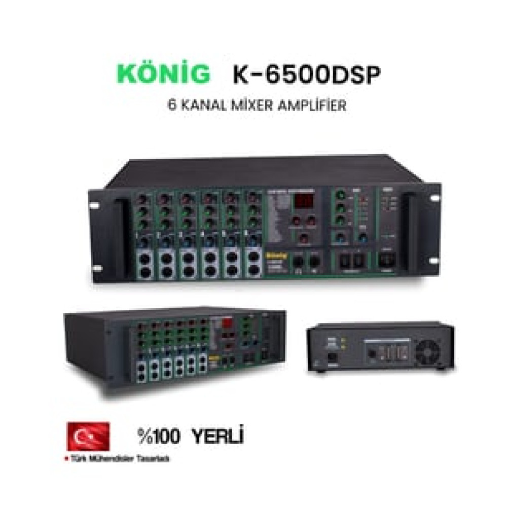 König K-6500DSP 500W 4ohm-0,5ohm/100V 6 Kanal Küp Mixer Anfi Reverbli Ev Sinema Ses Sistemi Fiyatı
