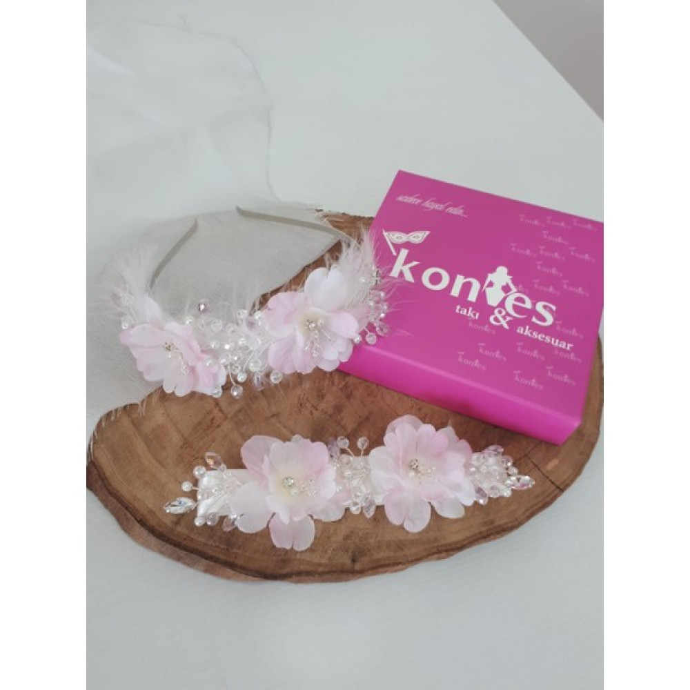 Kontes Gelin Lohusa Tacı ve Bebek Bandı - Pembe Toka, Taç & Saç Bandı Fiyatı