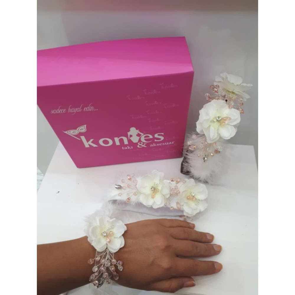 Kontes Gelin Lohusa Tacı,bebek Bandı ve Bileklik - Pembe Toka, Taç & Saç Bandı Fiyatı