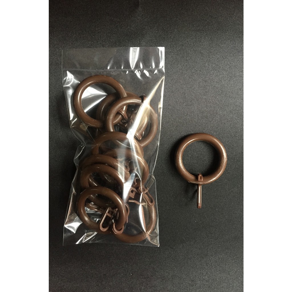 Konur Store Ceviz Renkli Rustik Perde Aksesuarı Halkası ve Klips - 10 Adet Plastik Malzeme - 1 Perde Fiyatı