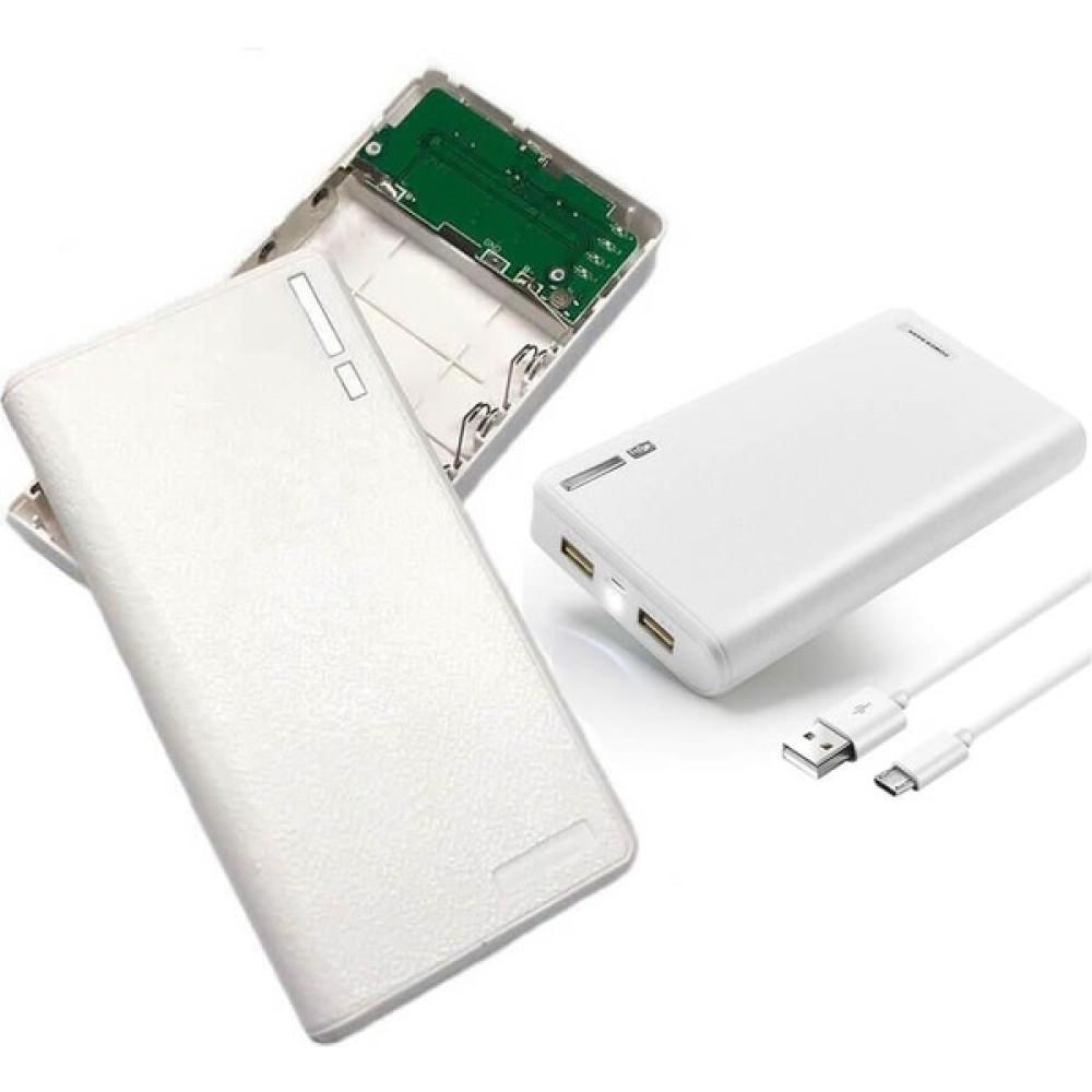 Koodmax 6X18650 Pil Uyumlu Çift USB 5V 2A/1A Powerbank Dıy Boş Pil Kutusu Power Bank Fenerli (Pilsiz) Taşınabilir Şarj Cihazı - Powerbank Fiyatı