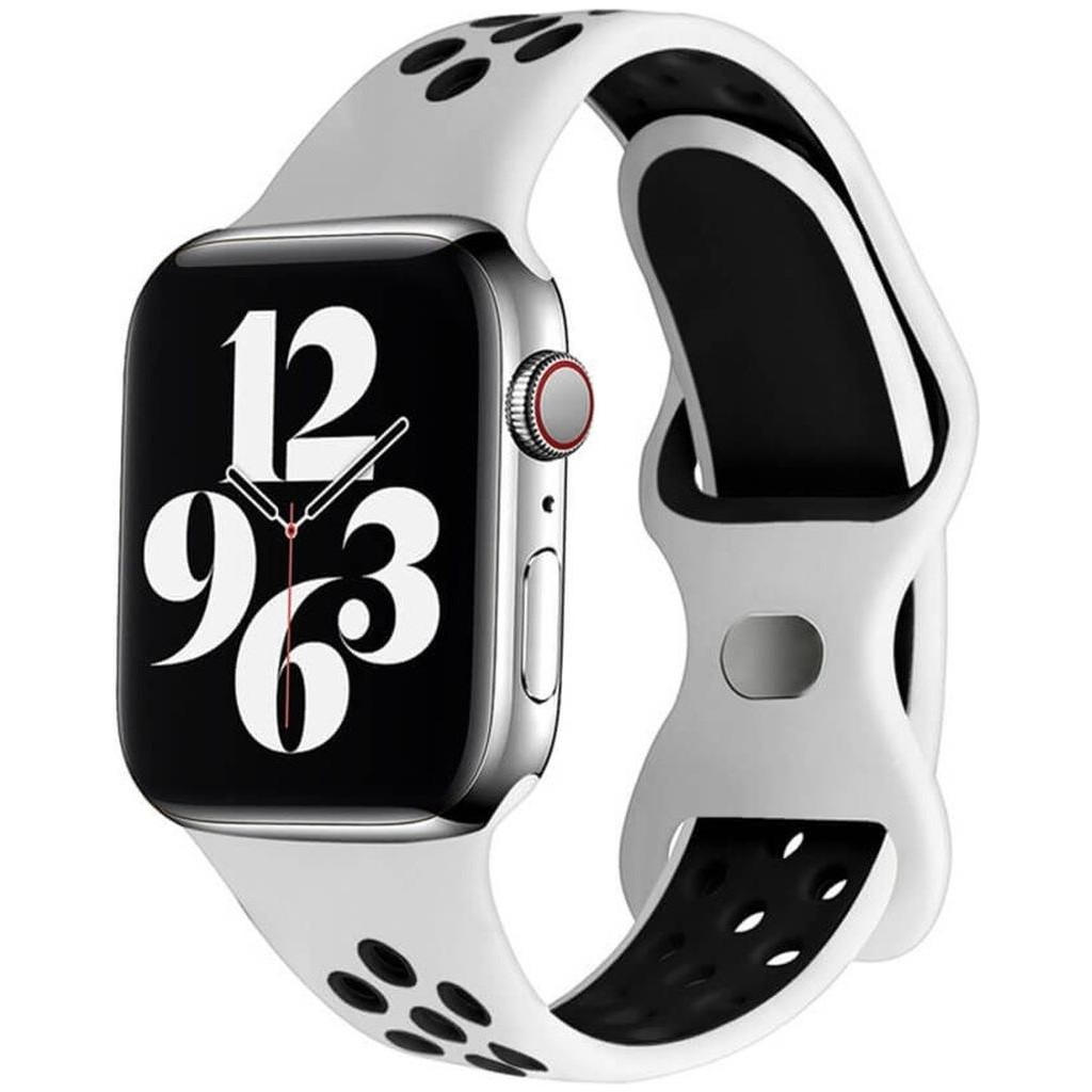 Koodmax Apple Watch M-L 38 40 41 Uyumlu Delikli Nike Spor Kordon - Beyaz - Siyah Diğer Fiyatı