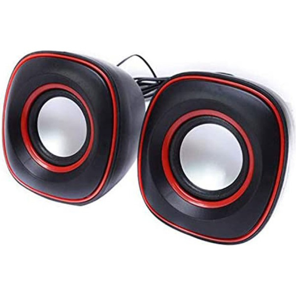 Koodmax D-015 USB Hoparlör 1+1 Ses Bombası USB Stereo Speaker - Siyah - Kırmızı Bilgisayar Speaker Fiyatı