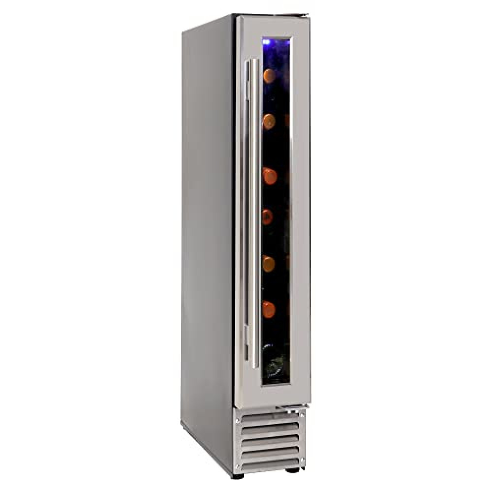 Koolatron 7 Bottle Slim 6-Inch Wine Cooler Refrigerator Built In Under Counter Wine Fridge with Digital Touch Controls Front Venting Design Stainless Steel Door Frame for Home or Office