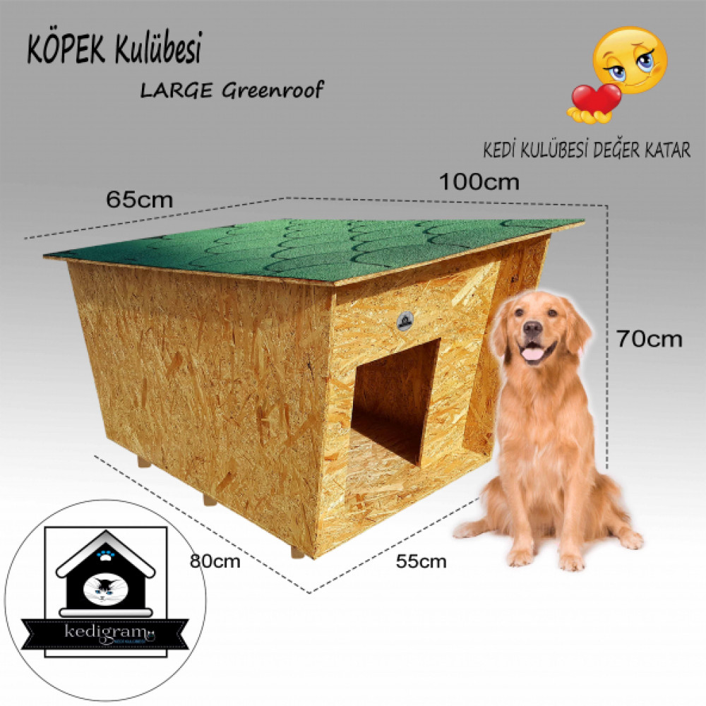 Kopek Kulubesi Greenroof L - Kedi Kopek Kulubesi Ahsap Kulube Evcil Hayvan Ürünleri Fiyatı