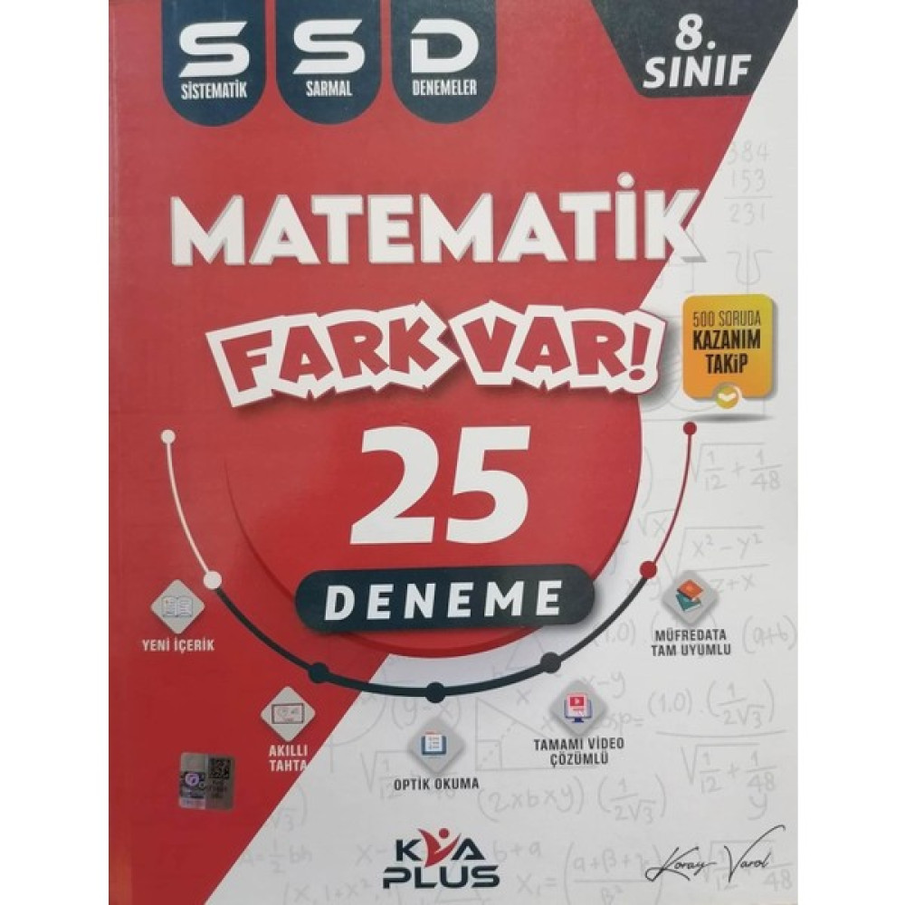 Koray Varol Akademi Plus 8. Sınıf LGS Fark Var Matematik SSD 25 Deneme - LGS Deneme Kaynak Kitapları Fiyatı