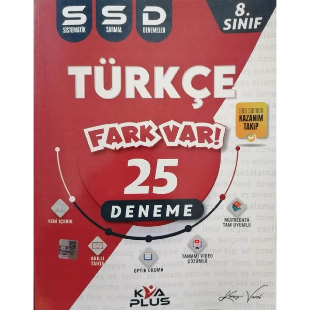 Koray Varol Akademi Plus 8. Sınıf LGS Fark Var Türkçe Sarmal 25 Deneme - LGS Deneme Kaynak Kitapları Fiyatı