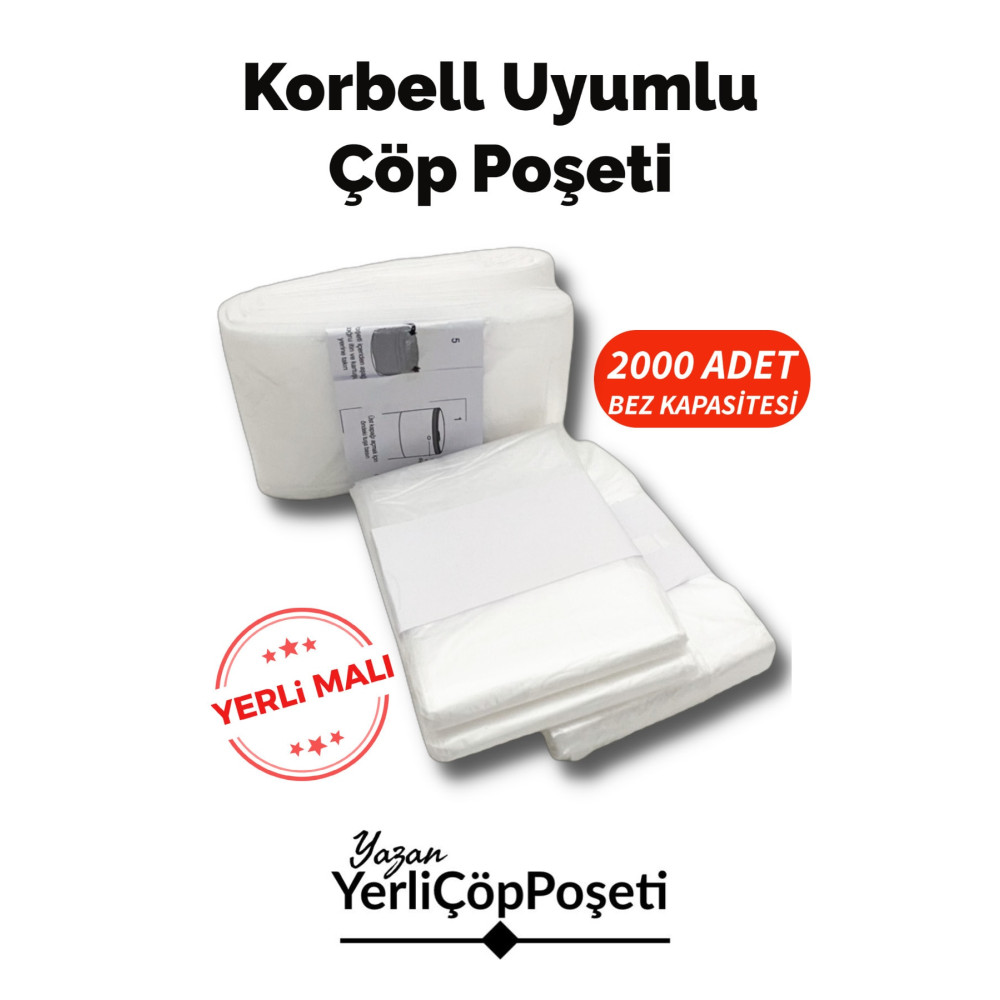 Korbell 15/16lt Uyumlu Yerli Malı Poşet - 4 Paket - 2000 Adet Bez Kapasitesi Çöp Poşetleri Fiyatı