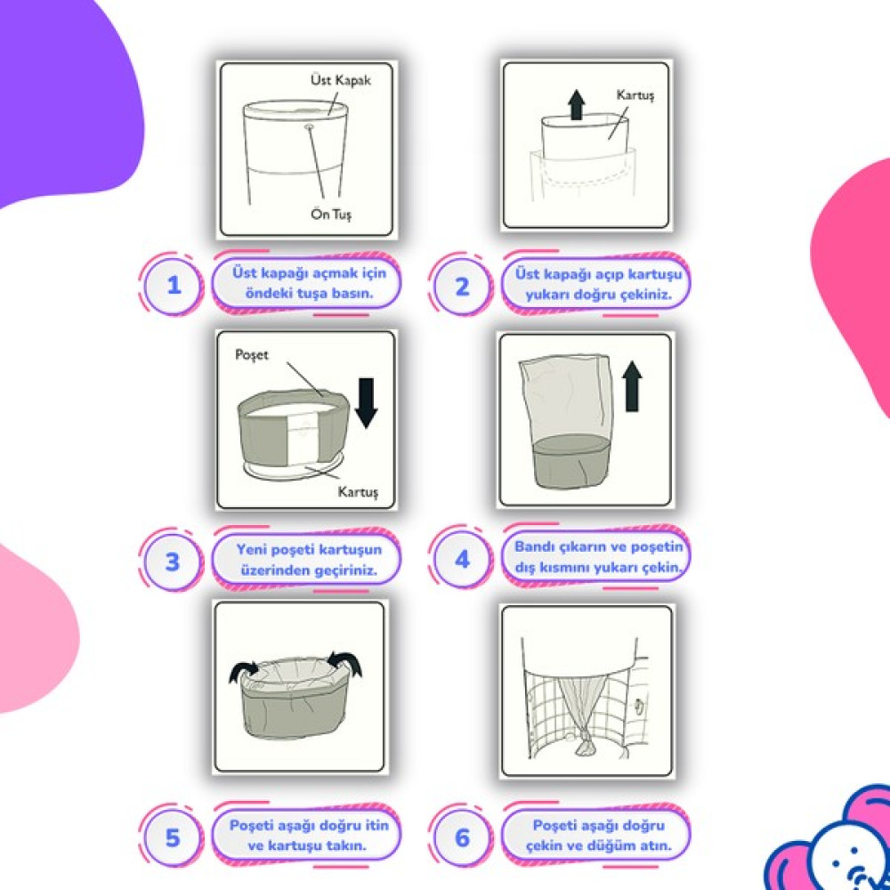 Korbell 16LT Uyumlu Yerli Malı Muadil Çöp Poşeti - 3 Paket - 1500 Adet Bebek Bezi Kapasitesi - 101-Standart Bebek Banyo-Tuvalet Fiyatı