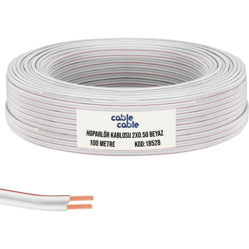 Kordon Hoparlör Kablosu 2 x 0.50 mm Beyaz 100 mt Cablecable Ses Kablosu Fiyatı