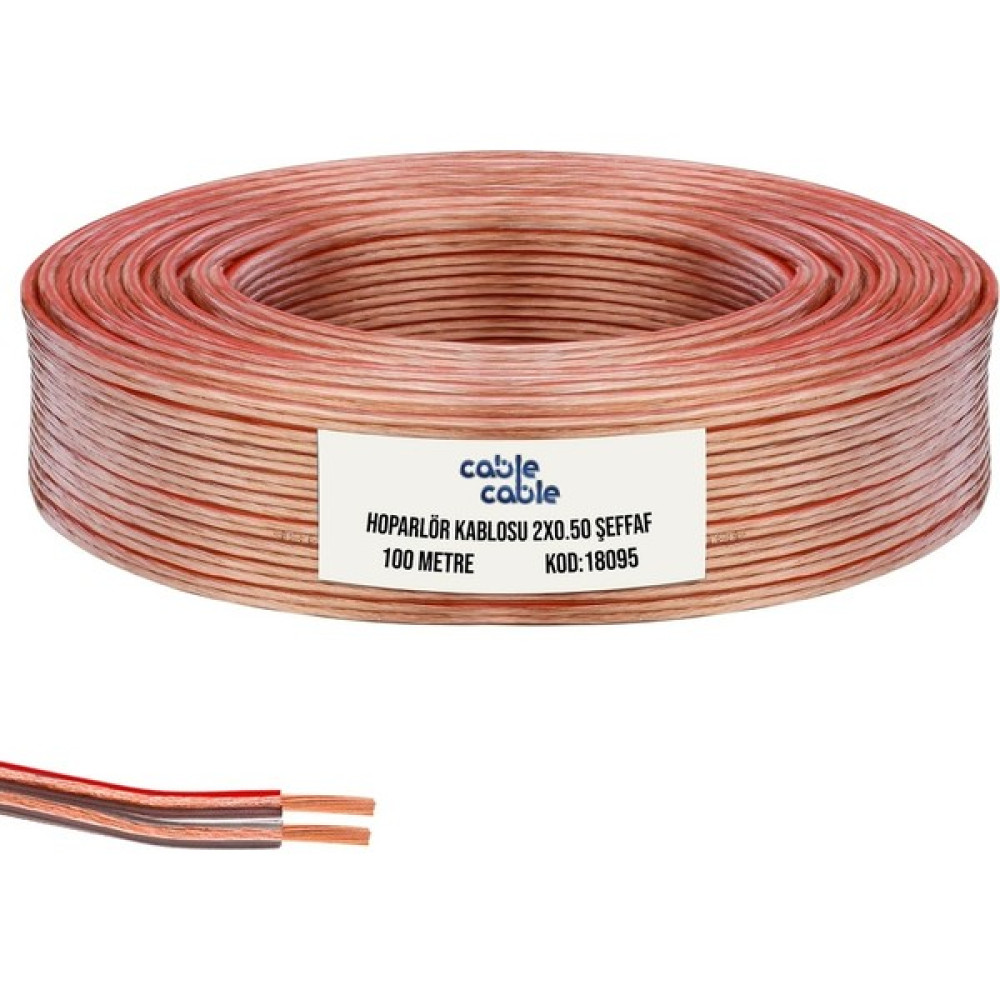 Kordon Hoparlör Kablosu 2 x 0.50 mm Şeffaf 100 mt Cablecable Ses Kablosu Fiyatı