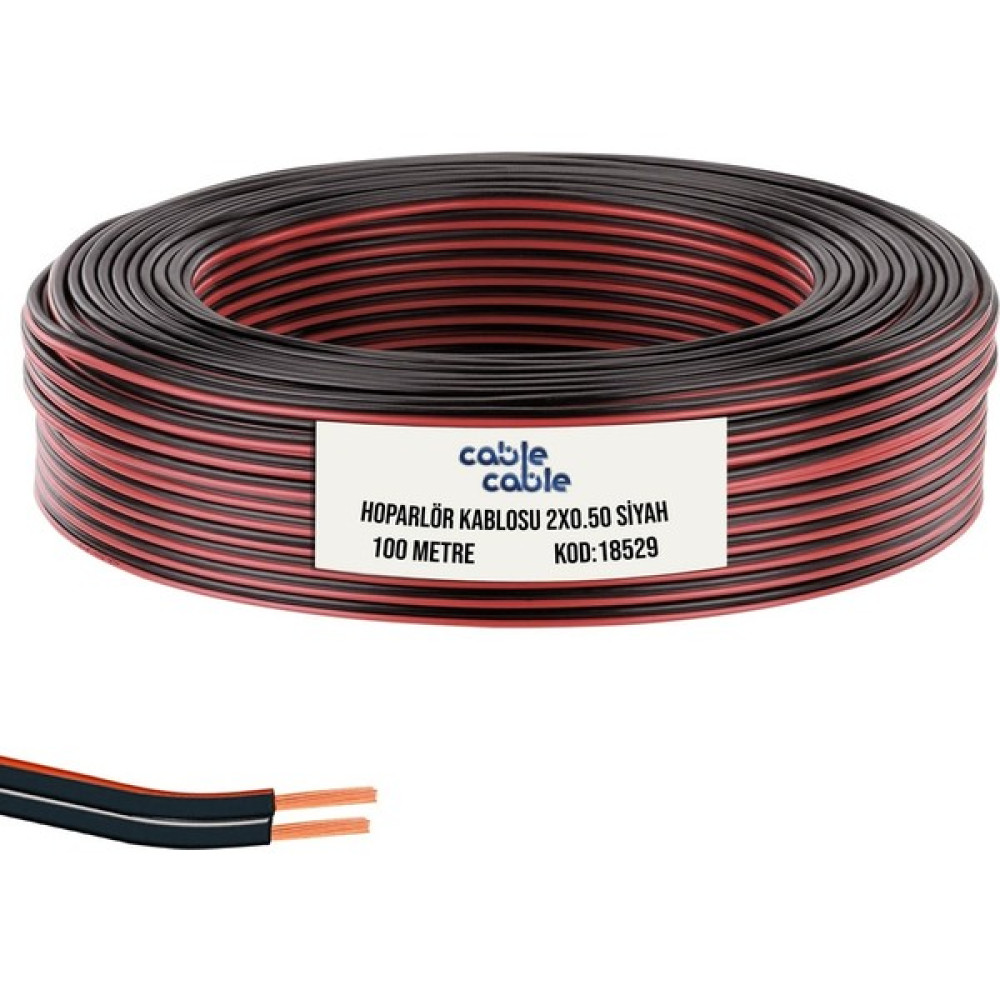 Kordon Hoparlör Kablosu 2 x 0.50 mm Siyah 100 mt Cablecable Ses Kablosu Fiyatı