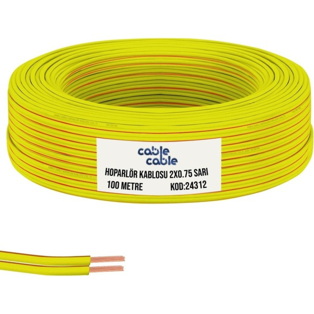 Kordon Hoparlör Kablosu 2 x 0.75 mm Sarı 100 mt Cablecable Ses Kablosu Fiyatı