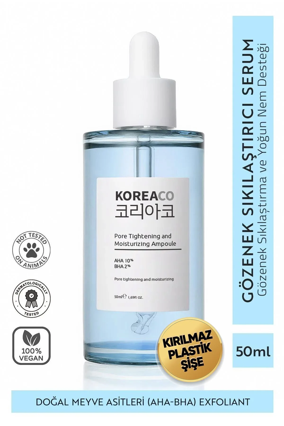 KOREACO Aha & Bha Canlandırıcı & Gözenek Sıkılaştırıcı Ve Nemlendirici (AHA%10-BHA%2) Ampoule" Cilt ve Yüz Bakımı Fiyatı