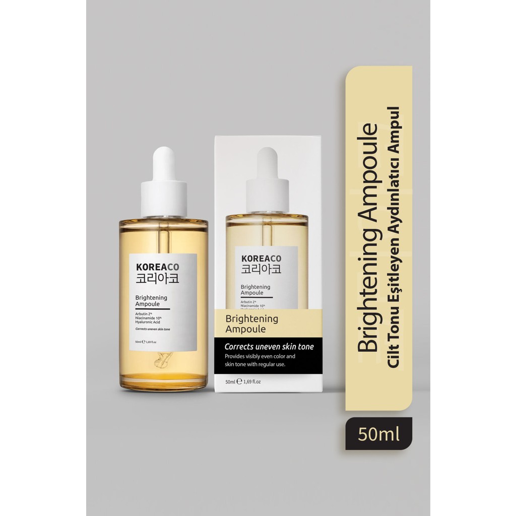 Koreaco Ampul Tüm Cilt Tipleri İçin Leke Karşıtı ve Cilt Tonunu Eşitleyen, Arbutin ve Niacinamide İçerir 50 Ml Diğer Fiyatı