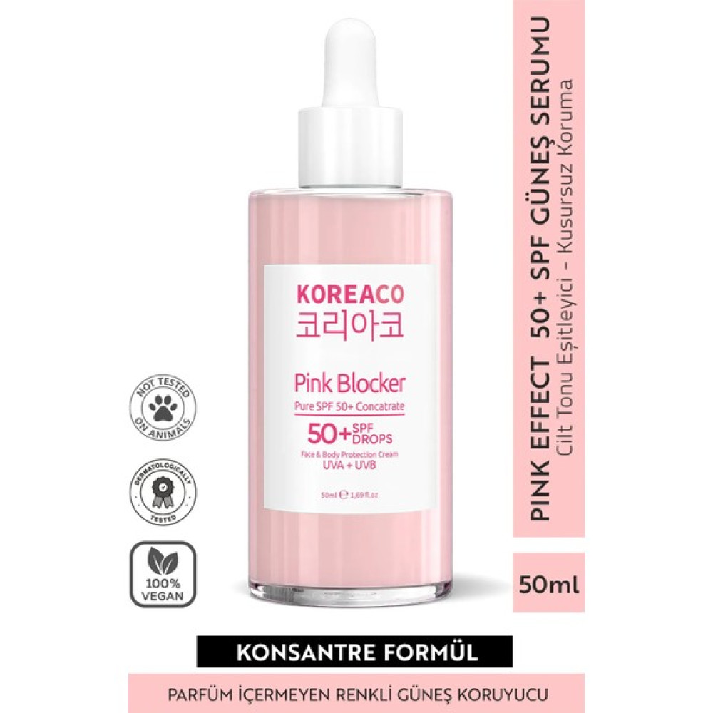 Koreaco Blocker Pink Saf Spf 50+ Ton Eşitleyici Yüksek Uvb+Uva Korumalı 50ML Güneş Serumu Güneş Kremleri ve Losyonları Fiyatı