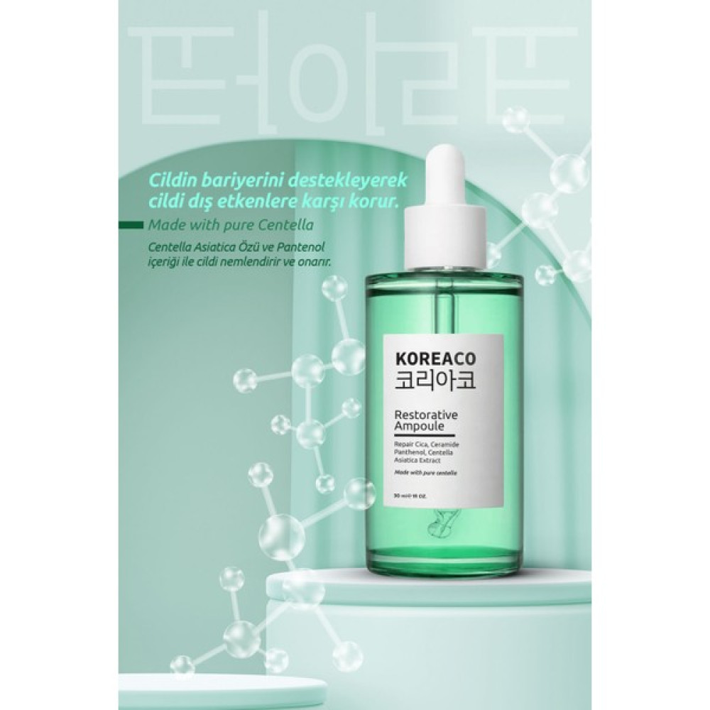 Koreaco Centella & Cica & Ceramide - Onarıcı, Aydınlatıcı, 24 Saat Nemlendirme Ampoule - SIVI YEŞİL SERUM Anti-Aging / Yaşlanma Karşıtı Fiyatı