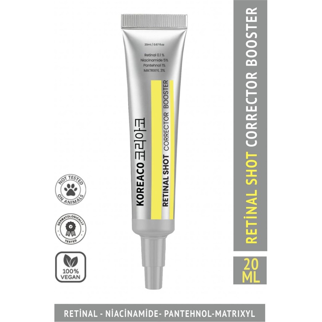 Koreaco Retinal (%0,1) Shot Corrector Booster Krem 20 ml | Niacinamide %5 Pantehnol %1 Matrixyl %3 SSD / Solid State Drive Fiyatı
