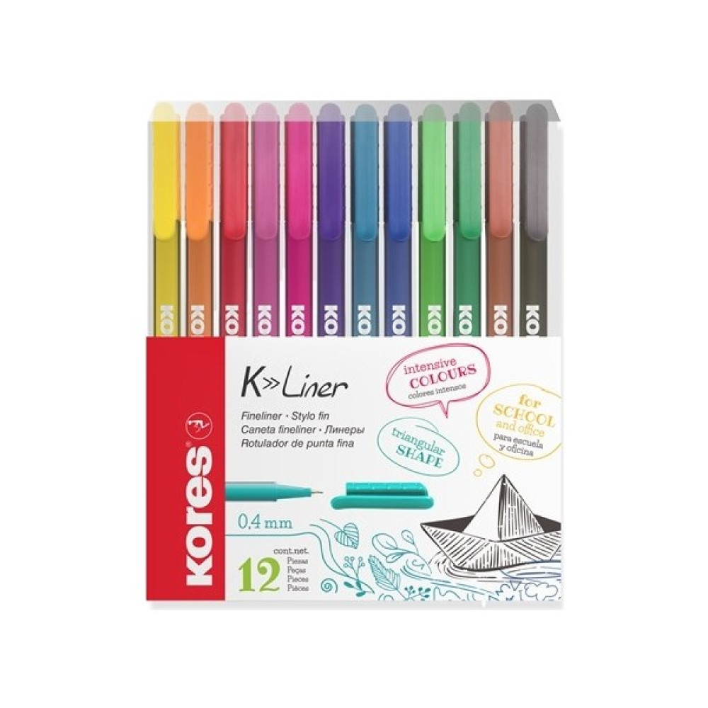 Kores Fineliner 0.4 mm Ince Uçlu Yazı ve Çizim Kalemi 12'li Set Kesik Uçlu (Kaligrafi) Kalem Fiyatı