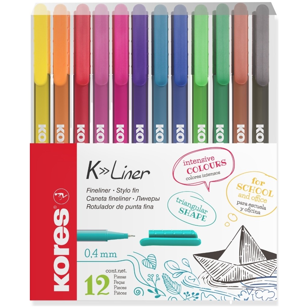 Kores Fineliner 0.4 mm Ince Uçlu Yazı ve Çizim Kalemi 12'li Set Kesik Uçlu (Kaligrafi) Kalem Fiyatı