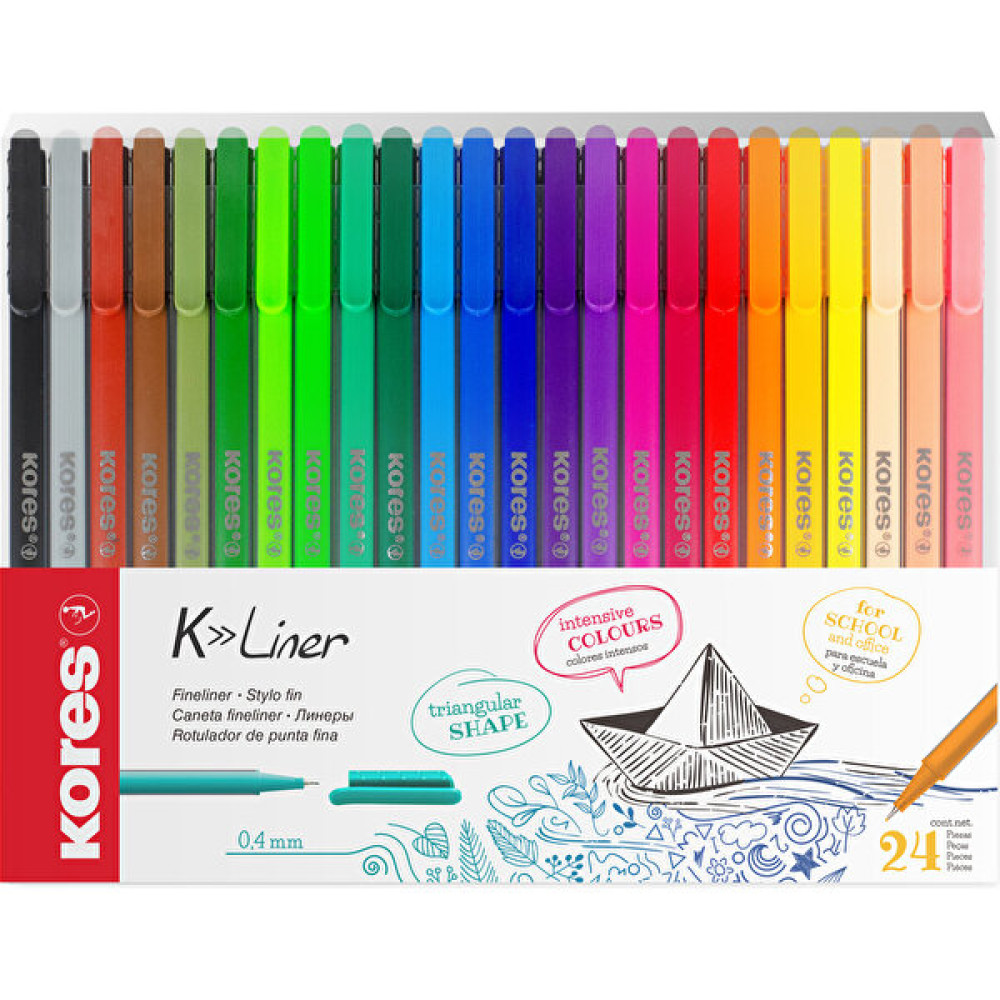 Kores Fineliner Kalem Seti 0.4 mm 24'Lü Kesik Uçlu (Kaligrafi) Kalem Fiyatı