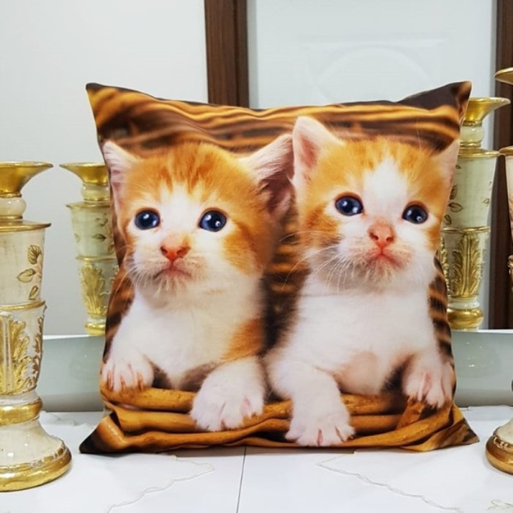 Körfez Kırlent Animal Kedi Baskılı Kırlent Kılıfı 43 x 43 cm - Renkli Kırlent / Mobilya Yastığı Fiyatı
