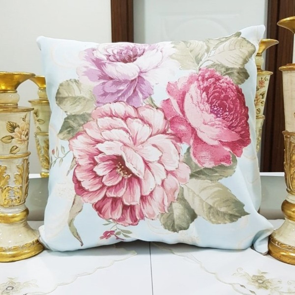 Körfez Kırlent Çiçek Bahçesi Baskılı Kırlent Kılıfı 43X43CM - 43 x 43 cm - Renkli Kırlent / Mobilya Yastığı Fiyatı