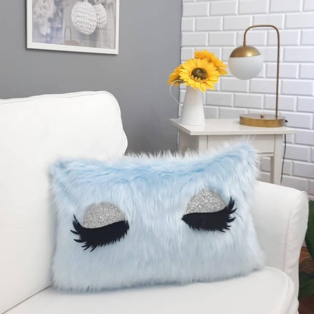 Körfez Kırlent Peluş Kirpik Kırlent Kılıfı Bebe Mavi 35 x 55 Cm - Renkli Kırlent / Mobilya Yastığı Fiyatı