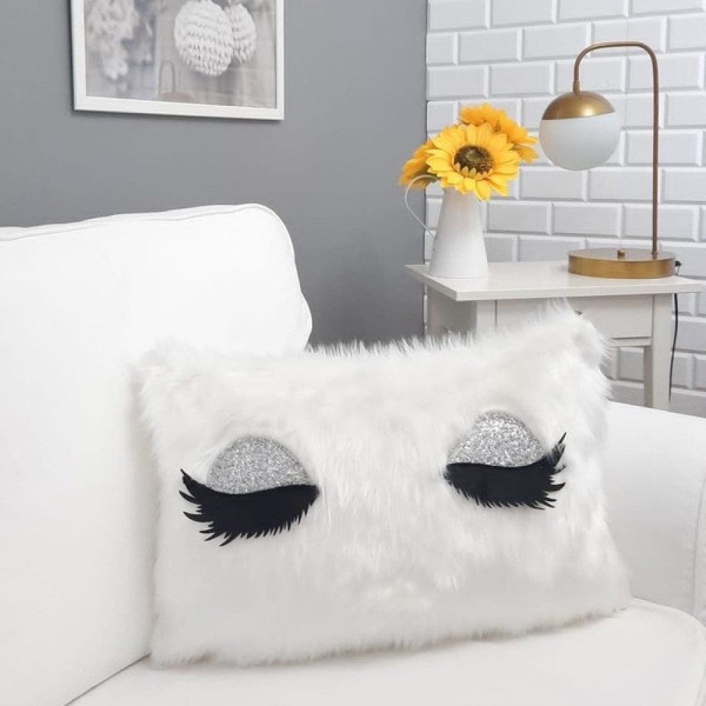 Körfez Kırlent Peluş Kirpik Kırlent Kılıfı Beyaz 35 x 55 Cm - Renkli Kırlent / Mobilya Yastığı Fiyatı