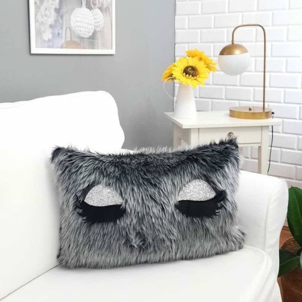 Körfez Kırlent Peluş Kirpik Kırlent Kılıfı Gri 35 x 55 Cm - Renkli Kırlent / Mobilya Yastığı Fiyatı