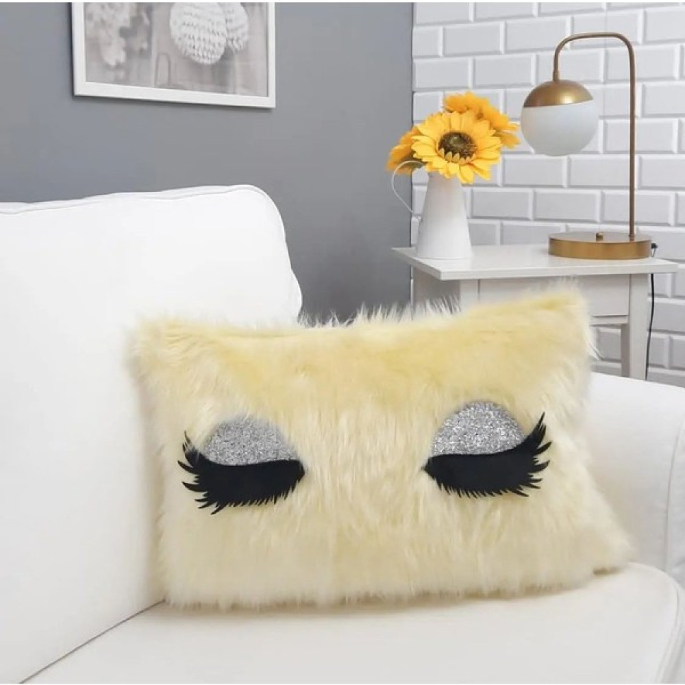 Körfez Kırlent Peluş Kirpik Kırlent Kılıfı Sarı 35 x 55 Cm - Renkli Kırlent / Mobilya Yastığı Fiyatı