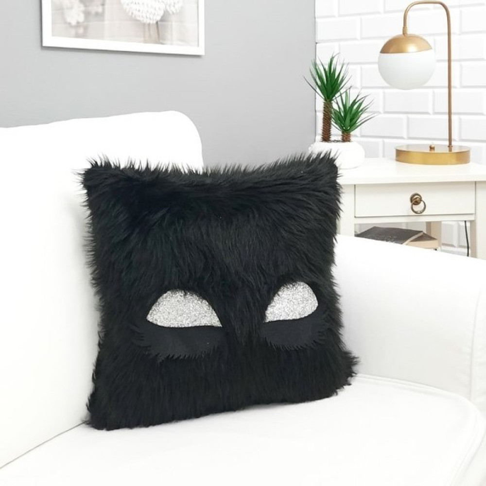 Körfez Kırlent Peluş Kirpik Kırlent Kılıfı Siyah 43 x 43 Cm - Renkli Kırlent / Mobilya Yastığı Fiyatı