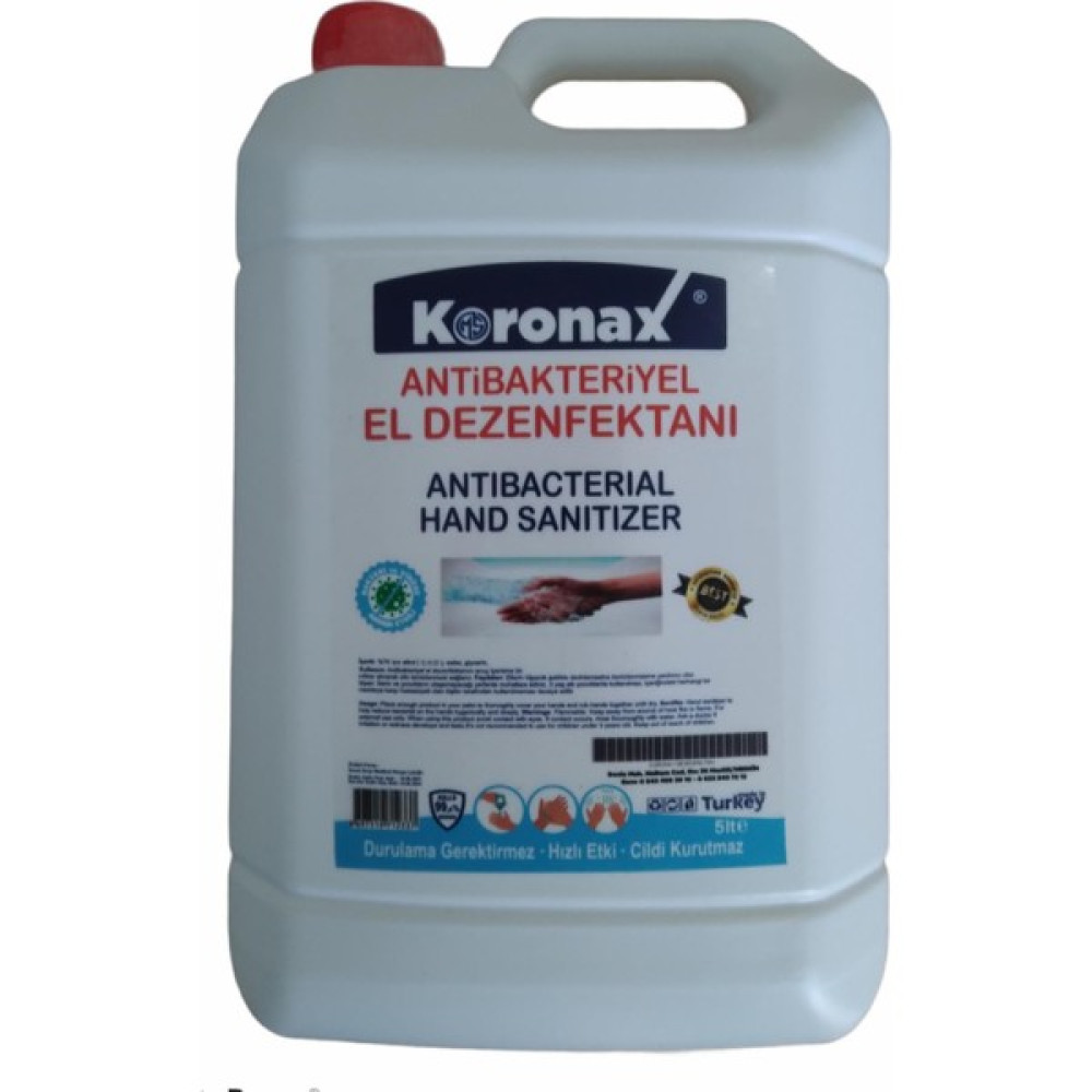 Koronax Antibakteriyel Alkollü El Ve Cilt Dezenfektanı 5 Litre - 5 lt Hijyen ve Temizlik Fiyatı